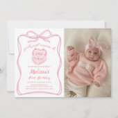 Roze strikje meisjes willen gewoon een verjaardags kaart (Voorkant)