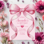 Roze strikje Minimalistische Meisje Verjaardag Kaart