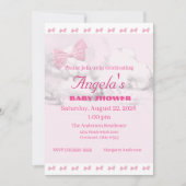 Roze Strikjes Baby Shower Uitnodiging (Voorkant)