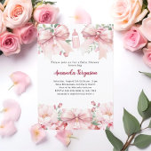 Roze strikjes bloemen meisje fles Baby shower Kaart