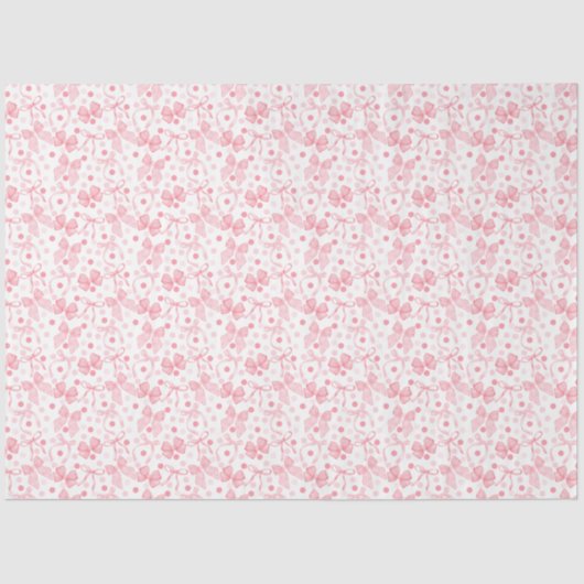 Roze strikjes en donkerroze stippen tissuepapier (Voorkant)