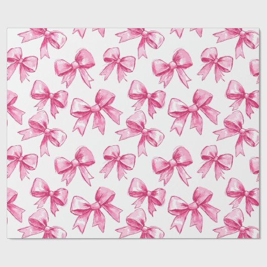 Roze strikjes Linten Cadeaupapier (Vlak)