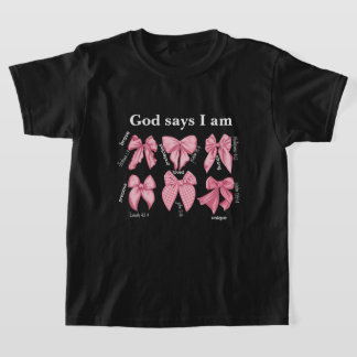 Roze Strikjes Mooie Christelijke Meisjes T-shirt