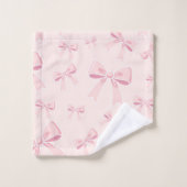 Roze Strikjes Schattig Coquette Cottage Chic Bad Handdoek (Wasdoekje)