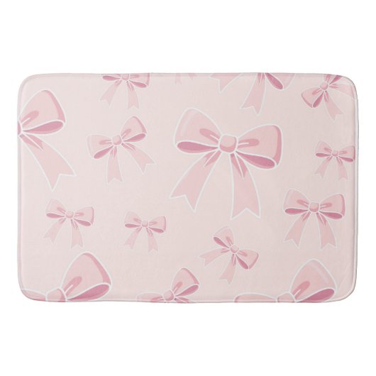 Roze Strikjes Schattig Flirterig Cottage Stijl Badmat (Voorkant)