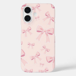 Roze Strikjes Schattig Flirterig Cottage Stijl iPhone 16 Hoesje