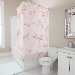 Roze Strikjes Schattig Flirterig Cottage Stijl Douchegordijn