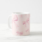 Roze Strikjes Schattig Flirterig Cottage Stijl Koffiemok (Voorkant links)