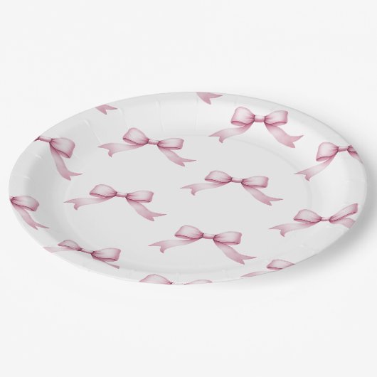 Roze strikjes willen gewoon een eerste verjaardag  papieren bordje (Gekanteld)