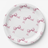 Roze strikjes willen gewoon een eerste verjaardag  papieren bordje (Voorkant)