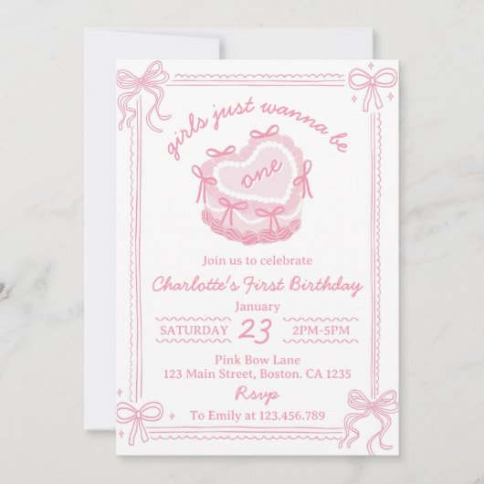 Roze strikjes willen gewoon één verjaardag zijn kaart (Voorkant)