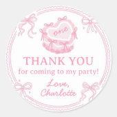 Roze strikjes willen gewoon één verjaardag zijn ronde sticker (Voorkant)