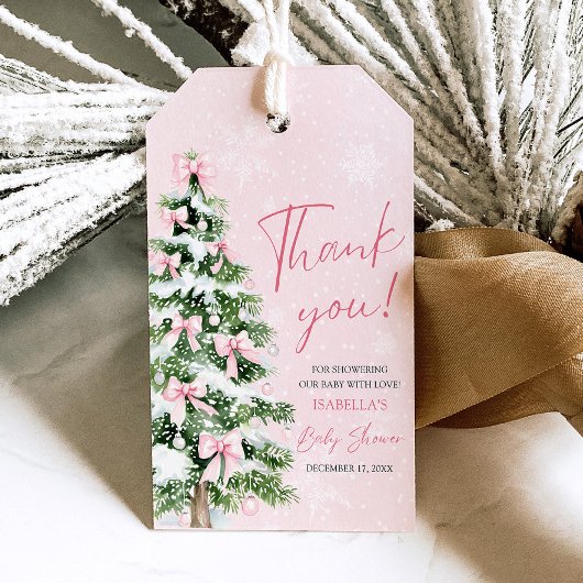 Roze Strikken Baby Het is Koud Buiten Baby Borrel Cadeaulabel