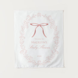 Roze Strikken & Bloemen Baby Shower Welkom Bord Wandkleed