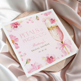 Roze Strikken Bloemen Prosecco Bruidsdouche Servet
