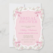 Roze strikken  bruidsdouche uitnodiging (Voorkant)