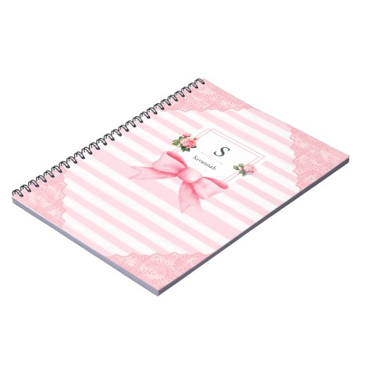  roze strikken coquette esthetisch notitieboek (Linkerzijde)