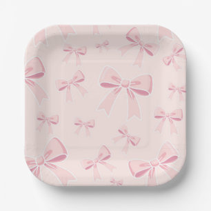 Roze Strikken Cute Coquette Cottage Verjaardagsfee Papieren Bordje