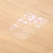 roze strikken Doopuitnodiging Acryl Uitnodigingen (Laagn)