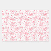 Roze strikken en donkerroze stippen inpakpapier vel (Voorkant)