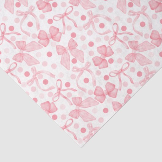 Roze strikken en donkerroze stippen tissuepapier (Detail)