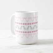 Roze strikken en grijze katjes koffiemok (Voorkant links)