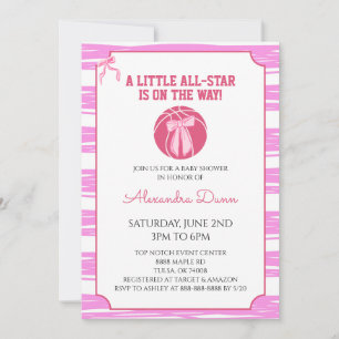 Roze Strikken Flirterig Basketbal Baby Shower Kaart