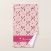 Roze Strikken Groene Stippen Bad Handdoek (Handdoek)