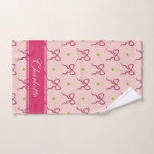 Roze Strikken Groene Stippen Bad Handdoek (Handdoek)