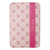 Roze Strikken Groene Stippen Badmat (Voorkant Verticaal)