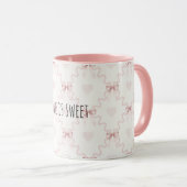 Roze Strikken Hartjes Zoete Liefde Mok (Voorkant rechts)