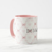 Roze Strikken Hartjes Zoete Liefde Mok (Voorkant links)