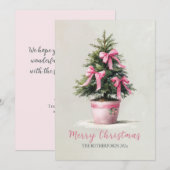 Roze Strikken Kerstboom Feestdagenkaart (Voorkant / Achterkant)
