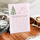 Roze strikken kerstboom wie ben ik baby shower spe kaart
