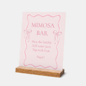 Roze strikken knopen Bruids douche Mimosa Bar Acryl Bord (Hoek)