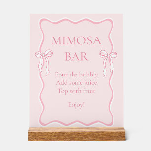 Roze strikken knopen Bruids douche Mimosa Bar Acryl Bord