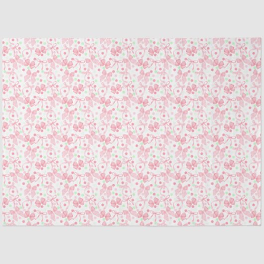 Roze strikken met roze en groene stippen tissuepapier (Voorkant)