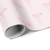 Roze strikken patroon baby meisje douche cadeaupapier (Rol Hoek)