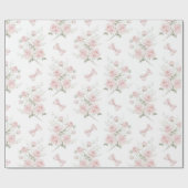 Roze Strikken Rozen Bloemig Bruidsdiner Cadeaupapier (Vlak)
