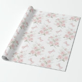 Roze Strikken Rozen Bloemig Bruidsdiner Cadeaupapier (Uitgerold)