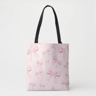 Roze Strikken Schattig Coquette Cottage Chic Tote Bag