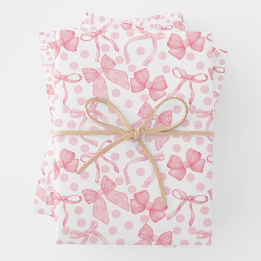 Roze Strikken & Stippen Inpakpapier Vel (In situ)