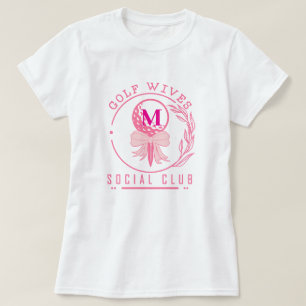 Roze Strikkenkrans Monogram Golf Vrouwen Sociale C T-shirt
