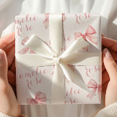 Roze striknaam cadeaupapier