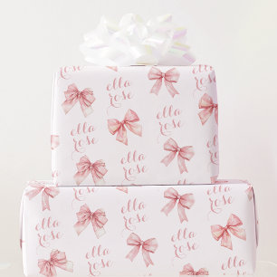 Roze striknaam cadeaupapier