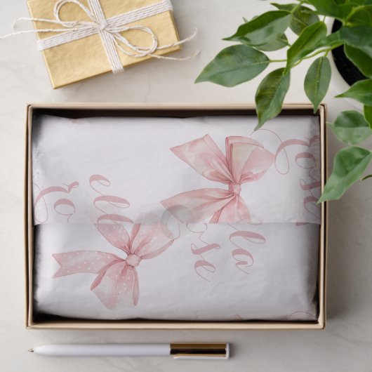 Roze striknaam tissuepapier (Geschenk)