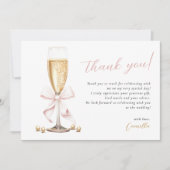 Roze Strikparels & Prosecco Bruiloftsborrel Bedankkaart (Voorkant)