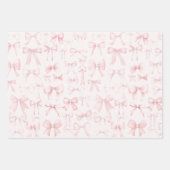 roze strikpatroon inpakpapier vel (Voorkant 2)