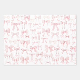 roze strikpatroon inpakpapier vel