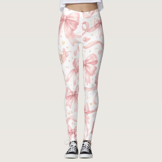 Roze Strikpatroon Leggings (Voorkant)